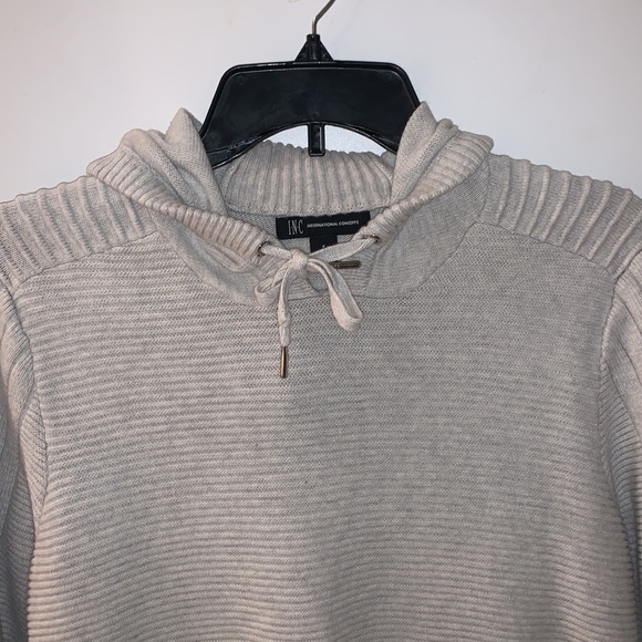 I.N.C International Concepts Beige Pull Over Sweater With The Hood Size Small - Picture 3 of 7